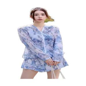 50대래쉬가드 부모님레쉬가드 중년 아줌마 엄마 수영복 블루3종세트 여성