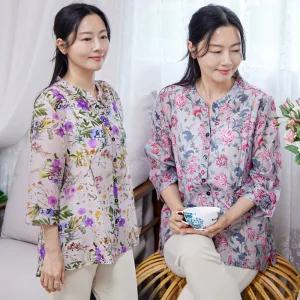 플로러 7부 블라우스 / 24SS38-1 / 5060 마담의류 / 엄마옷 / 할머니옷 / 실버다이아몬드