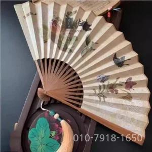 화접도 양면 호접도 일본식 부채 접이식 고양이 무늬 전통형 원형 장식 쥘부채