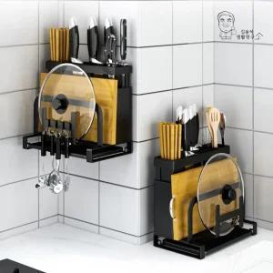 모던블랙 올인원 주방 정리대 (칼/도마/수저/국자)