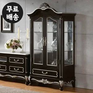 [벤티스가구]라헬 엔틱 장식장 원목 양문 유리 수납장 거실 진열장 술 와인 양주 장식장 가구 3단