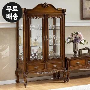 [벤티스가구]슈 엔틱 장식장 원목 진열장 유리 수납장 장식장 술 위스키 양주 와인장 거실 가구 3단