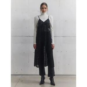 [하프클럽/에고이스트]블랙 시스루 페미닌 레이어드 원피스 EQ4OOP01