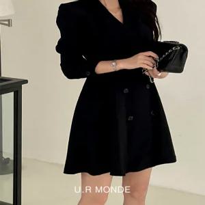 [유아몽드]정장 브이넥 원피스 오피스 하객룩 결혼식 미니 원피