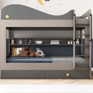 이층침대 나무 프레임 사다리 학생 성인 아이방 기숙사 게스트하우스 원룸 2층 복층 침대