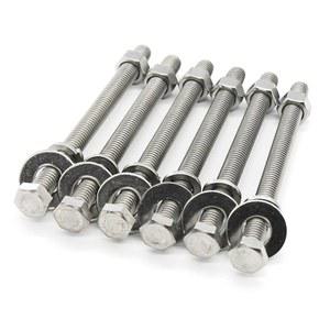 [미국배송] (4세트) 3/8-16X5 스테인리스 스틸 육각 헤드 나사 볼트 너트 플랫 및 잠금 와셔 18-8(304) S/S 볼트 풀러크렉의 풀 나사산