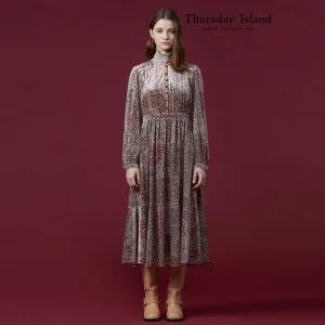 [Thursday Island] 패턴 벨벳 원피스(T238MOP239W)