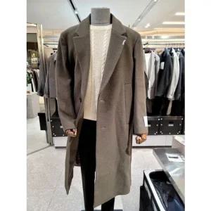 [갤러리아] 본 브라운 울캐시미어 부클원단 쎄미오버핏 코트 BN3WHA583