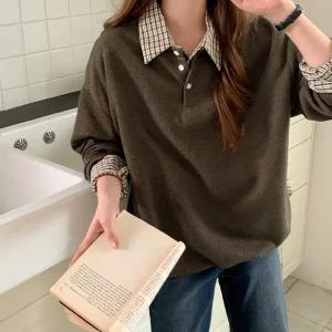 얀니 루즈핏 헨리넥 긴팔 니트 83908 빅사이즈 여성의류