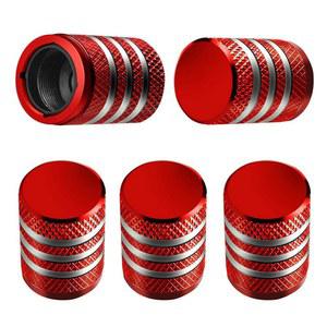 타이어 밸브 스템 캡 커버 - (5팩) 타이어 에어 캡 금속, 플라스틱 라이너 부식 방지 누수 방지 기능 포함 - 자동차 트럭 오토바이 SUV 및 자전거 레드용