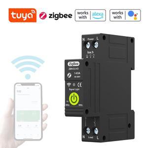 Tuya Zigbee 1P 지능형 회로 차단기 타이밍 광전지 양방향 계량 에너지 미터 자동 재폐로 보호 장치