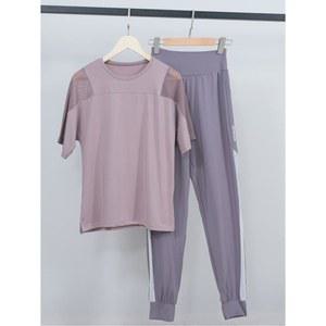 여성 속건 빅사이즈 반팔 운동복 세트 테스복 요가복 명상복 상의