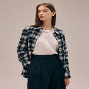 [나이스클랍] N254MWB920 프린트 체크 셔츠 블랙 와인