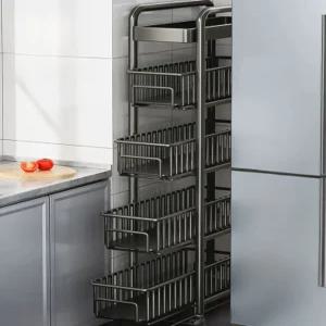 철제 틈새 트롤리 수납장 슬라이딩 행거 정리함 이동식 바퀴달린