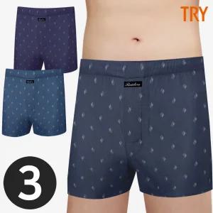 트라이 80수 남자트렁크팬티 순면팬티 사각 박서 아빠 할아버지 3매입 세트