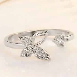 [콩심팥심]버터플라이 은반지 프리사이즈 실버 큐빅 패션 나비