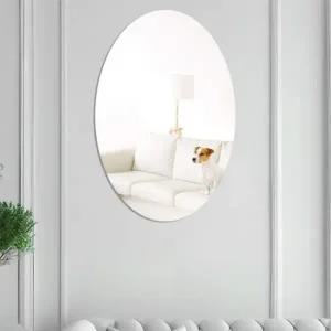 붙이는 무타공 안전 화장대 욕실 현관 벽부착 거울 부착형 세면대 원형 화장실 벽거울