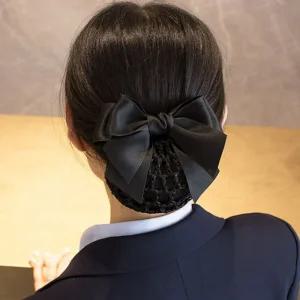 여자 승무원 간호사 헤어망 짱짱 망사리본핀 올림머리 실크리본