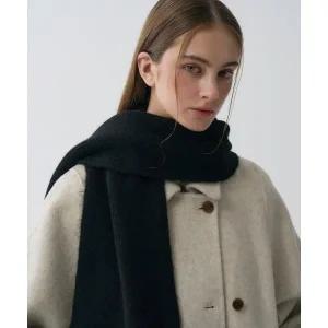 [mardmard]블랙 라벨 헤어리 니트 머플러-블랙