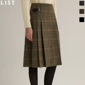 [리스트](대구신세계) 울 버클 장식 플리츠 스커트