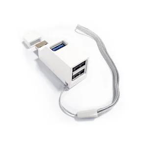 USB3.0 1포트+USB2.0 2포트 무전원 허브 화이트 휴대용 고리장착홈