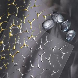 네일아트 심플 모던 골드 실버 라인 스티커 2종키치 유니크 메탈 크롬 포인트 엠보