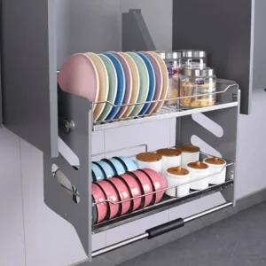 싱크대 상부장 슬라이딩 주방용품 도어 랙 선반 식기 주방 쇼바