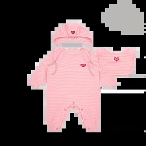 [벨리타앤보이즈] BB5WBS21PK 베이비스트라이프 기모긴팔점프수트 빕보넷세트