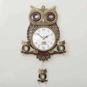 [롯데백화점]데일리데코 03_헤즈니 부엉이 추 벽시계 무소음 국내제작