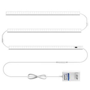 LED 언더 캐비닛 조명 플러그인 화이트 6500K, 12V 핸드 웨이브 활성화 옷장 조명, 주방, 캐비닛, 작업대, 책상용 카운터 라이트 아래 20인치 초박형 3pcs