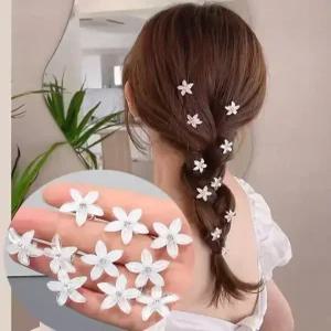 10개세트벚꽃 미니 클립 헤어커프 머리핀 청순 소녀 플라워 집게핀 4종컬러