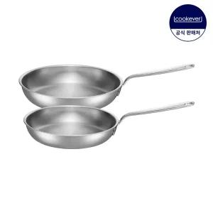 쿡에버  마스터셀렉트 인덕션 통3중 스텐 프라이팬 2종 세트 (팬24+28)