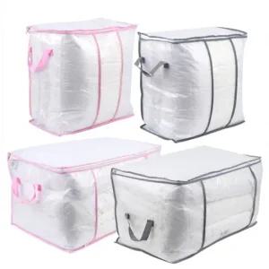 부직포정리함 투명 PVC 이불 옷 정리가방 옷장정리 투명이불보관함 이불수납함 이불정리