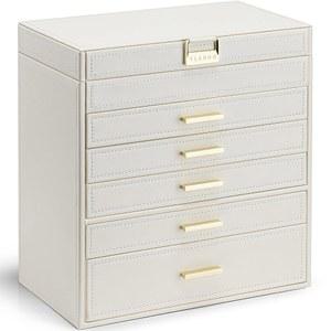 Vlando 6겹 대형 주얼리 박스 - 홀더 정리함, 서랍 목걸이 반지 팔찌 및 시계용 사랑하는 사람을 위한 생일