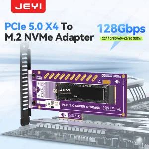 JEYI PCIe 5.0 to M.2 NVMe 어댑터 카드 128Gbps 초고속 x4x8x16 슬롯 221102280604230 SSD