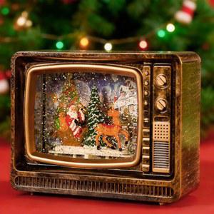 Pawfly TV 스노우 글로브 랜턴, 8개의 캐롤이 있는 조명 뮤지컬 크리스마스 글로브, USB 또는 배터리 작동