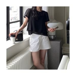 유니온 여성 레이어드 퍼프소매 쉬폰 투피스