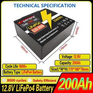 2025 12.8V 리튬인산철LiFePO4 배터리 호환용 팩 200A BMS 100Ah/200Ah 리튬 이온 보트 태양광 시스템
