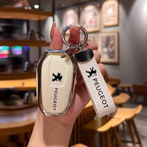 TPU 자동차 스마트 원격 키 케이스 커버 홀더 쉘 푸조 호환 2008 보호기 체인 액세서리