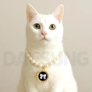 듀오독 메달 진주 강아지 목걸이 애견 고양이 소형견 중형견 목걸이
