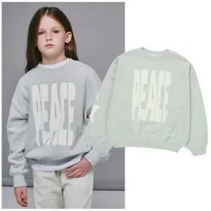 블루테일2 AZI2TS03LG 주니어 남아 여아 라이트 그레이 세미 크롭 맨투맨 초등 겨울 티셔츠