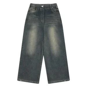 더센트럴 소이주니어 TC01 밑단 스냅 와이드 기모 빈티지진  25W0257