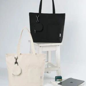 대학생 여대생 다용도 외출 가방 캔버스 에코 숄더백 바게트백