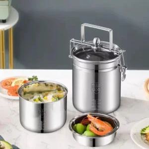 비화식 도시락 캠핑 스테인레스 반합 발열 포크 도시락통 야외 수저 휴대용 냄비