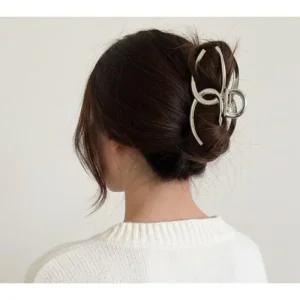빅 실버 올림머리 헤어집게핀 삼각 메탈 모던