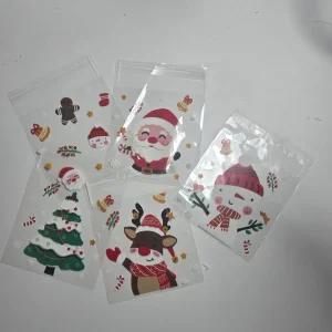 (마카담아)크리스마스 opp(100p set) 쿠키봉투 포장 눈사람 접착식 사탕 산타 루돌프