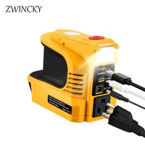 휴대용 전원 인버터 DEWALT 호환 18V 20V 리튬 이온 배터리 용 LED 조명이있는 120V/220V 야외 모바일