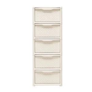 [보네드] 플라스틱 라탄 5단 슬림형 다용도 수납 서랍장