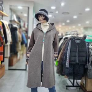 베네통/애플아울렛/니트 배색 후드 모직 롱 코트/BACT62461