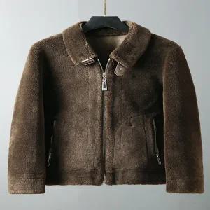 스웨이드 자켓 재킷 가죽 점퍼 세무 잠바 남자 남성 및 그레인 플리스 가을 겨울 숏 옷깃 일본식 단색 두꺼